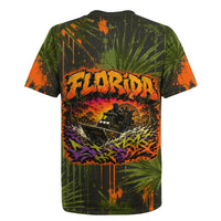 Florida Alligator Airboat Rugby Jersey Everglade Swamp Life Graffiti Splatter Artwork