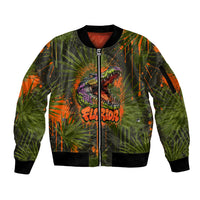 Florida Alligator Airboat Sleeve Zip Bomber Jacket Everglade Swamp Life Graffiti Splatter Artwork