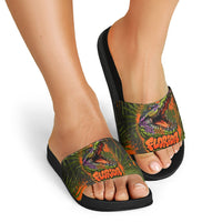 Florida Alligator Airboat Slide Sandals Everglade Swamp Life Graffiti Splatter Artwork