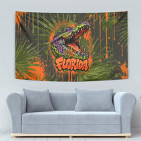 Florida Alligator Airboat Tapestry Everglade Swamp Life Graffiti Splatter Artwork