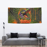 Florida Alligator Airboat Tapestry Everglade Swamp Life Graffiti Splatter Artwork