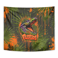 Florida Alligator Airboat Tapestry Everglade Swamp Life Graffiti Splatter Artwork