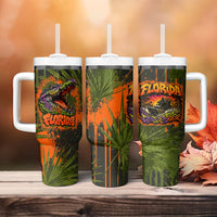 Florida Alligator Airboat Tumbler With Handle Everglade Swamp Life Graffiti Splatter Artwork
