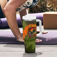 Florida Alligator Airboat Tumbler With Handle Everglade Swamp Life Graffiti Splatter Artwork