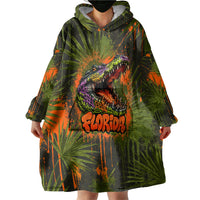 Florida Alligator Airboat Wearable Blanket Hoodie Everglade Swamp Life Graffiti Splatter Artwork