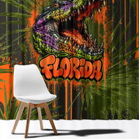 Florida Alligator Airboat Window Curtain Everglade Swamp Life Graffiti Splatter Artwork