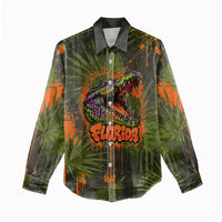Florida Alligator Airboat Women Casual Shirt Everglade Swamp Life Graffiti Splatter Artwork