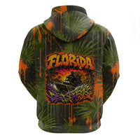 Florida Alligator Airboat Zip Hoodie Everglade Swamp Life Graffiti Splatter Artwork