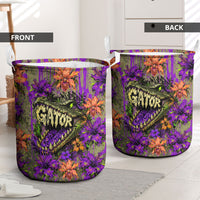Florida Gator Wild Airboat Laundry Basket Tropical Hibiscus Floral Graffiti Paint Splatter Art