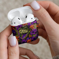 Florida Gator Wild Airboat AirPods Case Tropical Hibiscus Floral Graffiti Paint Splatter Art