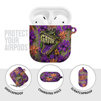 Florida Gator Wild Airboat AirPods Case Tropical Hibiscus Floral Graffiti Paint Splatter Art