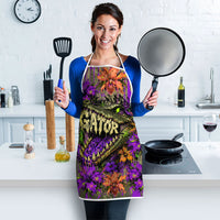 Florida Gator Wild Airboat Apron Tropical Hibiscus Floral Graffiti Paint Splatter Art