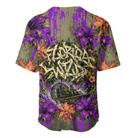 Florida Gator Wild Airboat Baseball Jersey Tropical Hibiscus Floral Graffiti Paint Splatter Art
