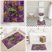 Florida Gator Wild Airboat Bathroom Set Tropical Hibiscus Floral Graffiti Paint Splatter Art