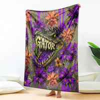 Florida Gator Wild Airboat Blanket Tropical Hibiscus Floral Graffiti Paint Splatter Art