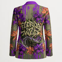 Florida Gator Wild Airboat Blazer Tropical Hibiscus Floral Graffiti Paint Splatter Art