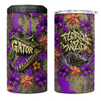Florida Gator Wild Airboat 4 in 1 Can Cooler Tumbler Tropical Hibiscus Floral Graffiti Paint Splatter Art