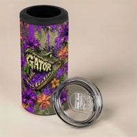 Florida Gator Wild Airboat 4 in 1 Can Cooler Tumbler Tropical Hibiscus Floral Graffiti Paint Splatter Art