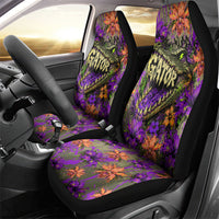 Florida Gator Wild Airboat Car Seat Cover Tropical Hibiscus Floral Graffiti Paint Splatter Art