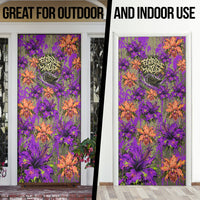 Florida Gator Wild Airboat Door Cover Tropical Hibiscus Floral Graffiti Paint Splatter Art
