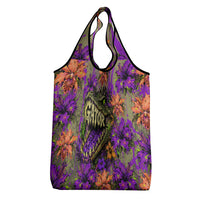 Florida Gator Wild Airboat Grocery Bag Tropical Hibiscus Floral Graffiti Paint Splatter Art