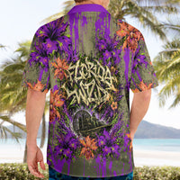 Florida Gator Wild Airboat Hawaiian Shirt Tropical Hibiscus Floral Graffiti Paint Splatter Art