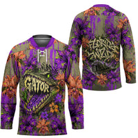 Florida Gator Wild Airboat Hockey Jersey Tropical Hibiscus Floral Graffiti Paint Splatter Art