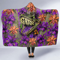 Florida Gator Wild Airboat Hooded Blanket Tropical Hibiscus Floral Graffiti Paint Splatter Art