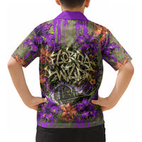 Florida Gator Wild Airboat Kid Hawaiian Shirt Tropical Hibiscus Floral Graffiti Paint Splatter Art