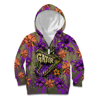 Florida Gator Wild Airboat Kid Hoodie Tropical Hibiscus Floral Graffiti Paint Splatter Art