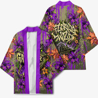 Florida Gator Wild Airboat Kimono Tropical Hibiscus Floral Graffiti Paint Splatter Art