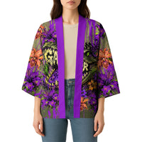 Florida Gator Wild Airboat Kimono Tropical Hibiscus Floral Graffiti Paint Splatter Art