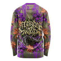 Florida Gator Wild Airboat Long Sleeve Shirt Tropical Hibiscus Floral Graffiti Paint Splatter Art