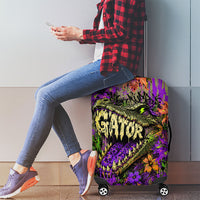 Florida Gator Wild Airboat Luggage Cover Tropical Hibiscus Floral Graffiti Paint Splatter Art