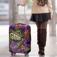 Florida Gator Wild Airboat Luggage Cover Tropical Hibiscus Floral Graffiti Paint Splatter Art