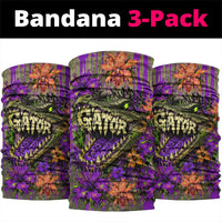 Florida Gator Wild Airboat Neck Gaiter Tropical Hibiscus Floral Graffiti Paint Splatter Art