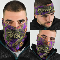 Florida Gator Wild Airboat Neck Gaiter Tropical Hibiscus Floral Graffiti Paint Splatter Art