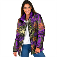 Florida Gator Wild Airboat Padded Jacket Tropical Hibiscus Floral Graffiti Paint Splatter Art