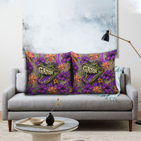 Florida Gator Wild Airboat Pillow Cover Tropical Hibiscus Floral Graffiti Paint Splatter Art