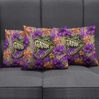 Florida Gator Wild Airboat Pillow Cover Tropical Hibiscus Floral Graffiti Paint Splatter Art