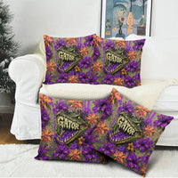 Florida Gator Wild Airboat Pillow Cover Tropical Hibiscus Floral Graffiti Paint Splatter Art