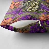Florida Gator Wild Airboat Pillow Cover Tropical Hibiscus Floral Graffiti Paint Splatter Art