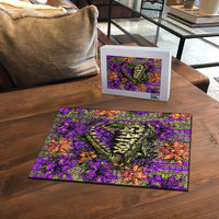 Florida Gator Wild Airboat Puzzle Tropical Hibiscus Floral Graffiti Paint Splatter Art