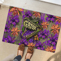 Florida Gator Wild Airboat Rubber Doormat Tropical Hibiscus Floral Graffiti Paint Splatter Art