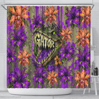 Florida Gator Wild Airboat Shower Curtain Tropical Hibiscus Floral Graffiti Paint Splatter Art