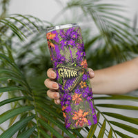 Florida Gator Wild Airboat Skinny Tumbler Tropical Hibiscus Floral Graffiti Paint Splatter Art