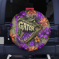 Florida Gator Wild Airboat Spare Tire Cover Tropical Hibiscus Floral Graffiti Paint Splatter Art