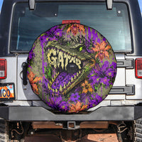 Florida Gator Wild Airboat Spare Tire Cover Tropical Hibiscus Floral Graffiti Paint Splatter Art