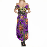 Florida Gator Wild Airboat Summer Maxi Dress Tropical Hibiscus Floral Graffiti Paint Splatter Art