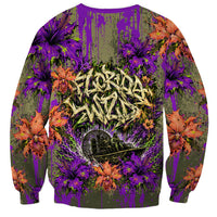 Florida Gator Wild Airboat Sweatshirt Tropical Hibiscus Floral Graffiti Paint Splatter Art